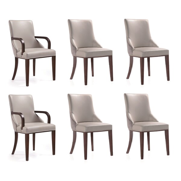 Manhattan Comfort Shubert 6-Piece Faux Leather and Velvet Dining Chair Set in Light Grey 6-DC055AR-LG - main